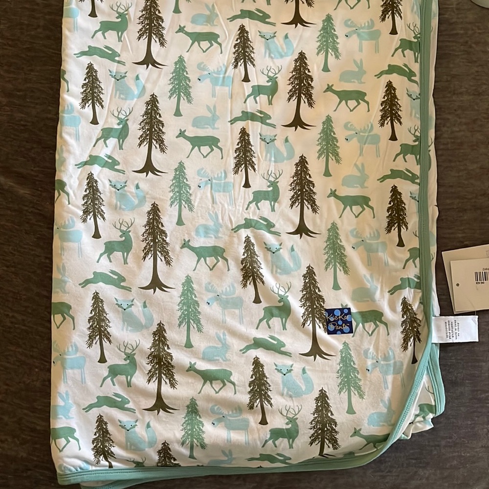 Kickee Pants throw blanket in Natural Woodland Holiday